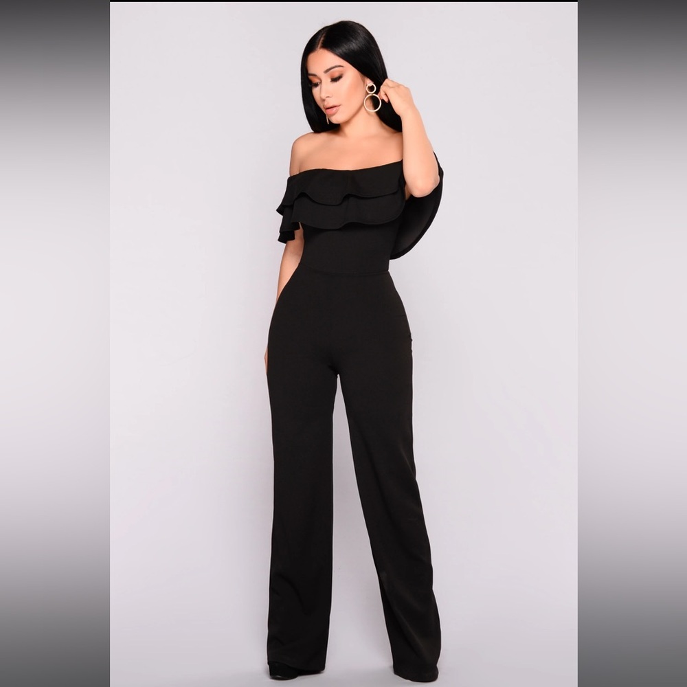 Fashion Nova Ready To Ruffle Jumpsuit - Black